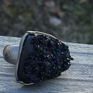 Black Druzy Ring